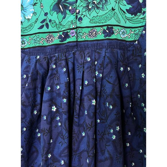 Daffodil Midi Dress 2XL Floral Pockets Blue Babydoll Retro Western Prairie XXL - Picture 3 of 13